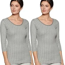 dixcy scott Round Neck 3/4Th Sleeves Upper Thermal Regular Fit Top For Women - Pack Of 2 (#Ds-3/4Th)-picture-22