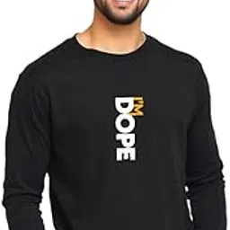 urgear Men's Stylish Full-Sleeve Cotton Blended Round Neck Casual Black T-Shirt-picture-40