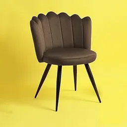Finch Fox Crown Luxurious Home Collection Dining Chairs in Dark Brown Velvet Material and Stylish Design with Black Powder Coated Metal Legs-picture-25