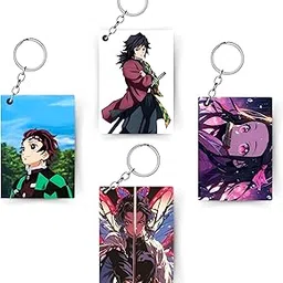 adrail store Premium (Pack of 4) Demon Slayer Printed Keychain For Bike, Scooty, Car, Acrylic Keyholder-picture-18