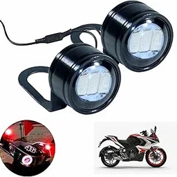 Asryd 5W Eagle Eye LED Lights Off-Road DRL Signal Bulb Blinking Dual Color Red+Blue Light, For Bajaj Pulsar RS 200 (Pack of 2Pcs),Black-picture-25