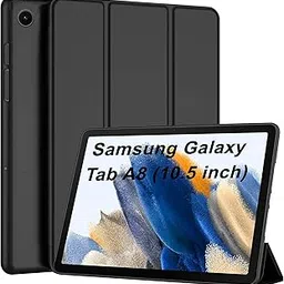 CEDO Tri-Fold Samsung Tab A8 (10.5 inch) Smart Case Flip Cover with 2 Viewing Angles Stand | Leather Finish | Heat Dissipation Auto Wake-Up/Sleep Mode TPU Backcover (Black) image 1