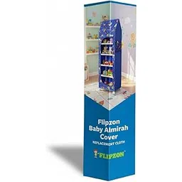 FLIPZON Wardrobe Cover - Cotton 6 Shelves Baby Wardrobes Cover (Family Blue) | Cloth Only-picture-17