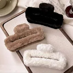 Women Aesthetic Large Fur Hair Claw Clips, Korean Style Hair Clutchers For Thick/Thin Hair.(Pack Of 1)-image-59