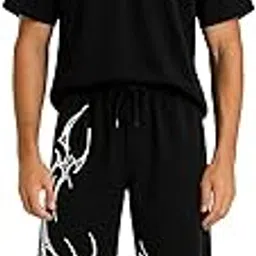 OMASU FASHION Aesthetic Gothic Wide Leg Pants for Men | Tribal Print Baggy Streetwear | Oversized Track Pants with Elastic Waist | Black and White Relaxed Fit Bottoms-picture-27