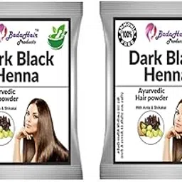 Badahair products Natural Herbal Organic Henna Mehendi Hair Powder Pack for Special Ammonia Free Amonia Free Herbal Based Hair Colour Powder| Use Men, Women Natural - Black (30 Gram Each, 2)-image-74