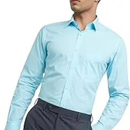 raymond Men's Slim Fit Solid Pattern Pure Cotton Semi Cut Away Collar Full Sleeve Formal Shirt-picture-26