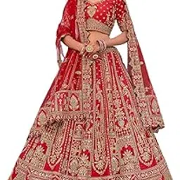 Woman's Golden Grace In Red Silk Zari Embroidered Stone Sequins Lehenga-image-20