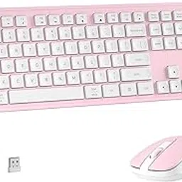 MPTOG Wireless Keyboard and Mouse Combo, Full-Size 104-Key Office Keyboard with 15 Function Keys, Numeric Keypad, Single USB Receiver, Compatible with PC and Laptop(Pink White)-picture-17