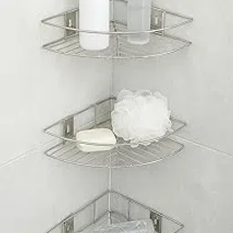Namani 3 Tier Stainless Steel Corner Shelf for Bathroom & Kitchen | Wall Mounted Rustproof Space Saver Storage Rack | Multipurpose Corner Stand for Toiletries, Shampoo, Soap, Utensils-image-17