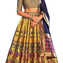 purvaja Women's Kanjivaram Semi-Stitched Lehenga choli (Omera)-picture-13