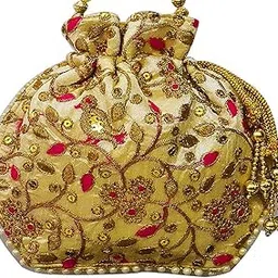 avanti creations Embroidered Ethnic Clutch Silk Potli For Women-picture-21