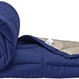 Wakefit Comforter Single Bed | 220 GSM | Quilt AC Blanket for Single Size Bed | Reversible Super Soft Microfiber Blanket | 90x60 Inches - Taupe & Navy Blue-image-29