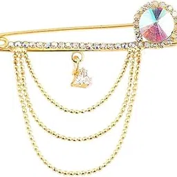 vama FASHIONS Gold Plated Crystal Stone Hanging Beads Chain Flower Brooches Blazer Suit Sherwani Brooch Pin For Men Sherwani-picture-44
