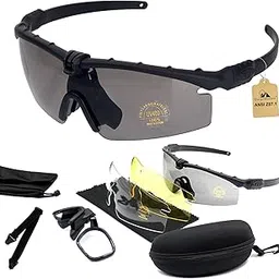Sports Goggles Anti Fog Glasses Sunglasses with 3 Interchangeable Lens (Black)-picture-11