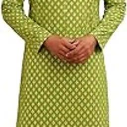 neminath mart Men's Cotton Regular Kurta (C-399-2_Green-picture-27