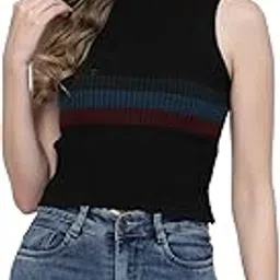 kalt Womens Knitted, Ribbed Cotton Fitted Sleeveless Round Neck Cami Tank Top for Women Stylish-picture-14