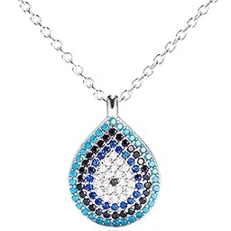 miss jo 92.5 Sterling Silver Teardrop Evil Eye Inspired Necklace, Zirconia Studded Pendant, Evil Eye Collection, Gift for Girls, BIS Hallmarked-picture-21