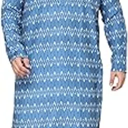 sojanya PLUS (Since 1958) Men's Cotton Printed Kurta and White Pyjama Set-picture-53