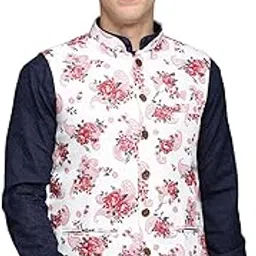 showoffff SHOWOFF Men's Printed White Polyester Nehru Jackets-GEW-PR-289_White-picture-35