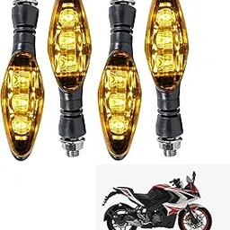Miwings Universal Motorcycle Bright LED Amber Turn Signal Light Indicator Brake Lamps For Bajaj Pulsar RS 200 (4.Pcs Amber Color Indicator)-image-5