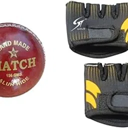 NE NEPTUNE Cricket Practice Combo | Hand Made Red Leather Ball 156 g with Finger Cut Fielding Gloves | Training & Match Practice Set for All-Rounders | Durable Alum Hide Leather Ball-image-15