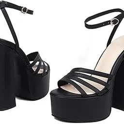 jm looks Women Fashion Stylish Block Heel Sandals Open Toe Ankle Strap Buckle Lady Work Casual Women Heels Sandal-picture-34
