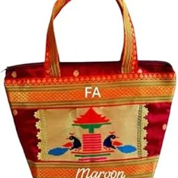 GURUKRUPA SHOPEE Paithani Silk motif Hand Bag With Double Zip | Silk Material | Tredition Wedding-picture-25