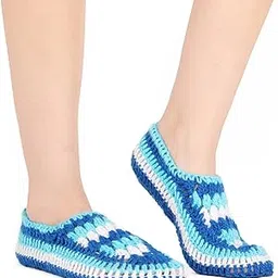 bharatasya Handmade Crocheted Designer Woolen Thermal Footie Home Socks-picture-35