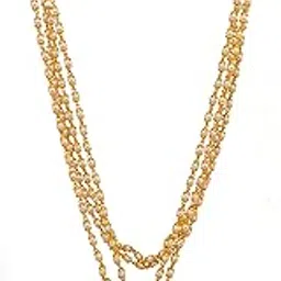 radha's creations LONG double line pearl chain NECKLACE with ruby and emerald pendant one gram gold for women and girls no.1-picture-38