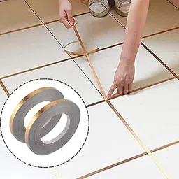 2 Pc 50 Meters Golden Tape, Home Floor Wallpaper Waterproof Tiles, Tile gap Tiles Stickers for Floor - (0.5 CM Wide, Gold)-image-13