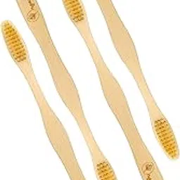 Organic B Bamboo Gentle Touch Toothbrush Pack of 4 Beige Color Bristles for Sensitive Gums | Natural Wood Toothbrushes with Eco-Friendly Handle for Women, Men & Kids BPA-Free Manual Tooth Brush-picture-62