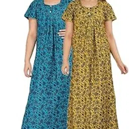Women's Rajasthani Nighty Jaipuri Nighty Maxi Gown (Pack of 2 pcs, Blue&Green, Free Size)-picture-32