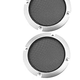 Bettomshin 2Pcs 3.5inch /95mm Speaker Grill Mesh Decorative Circle Woofer Guard Protector Cover Audio Accessories Metal Trim Silver-image-42