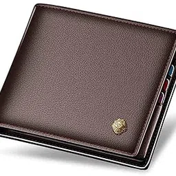 laorentou Men's Wallets Genuine Leather Mens Bifold Wallets with Zipper Coin Pocket Casual Men Purse Slim Wallet, 01 Brown, One_Size, Minimalist-picture-49