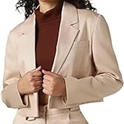 hubberholme Women Solid Crop Length Oversized Notch Lapel Collar Full Sleeve Blazer-picture-17