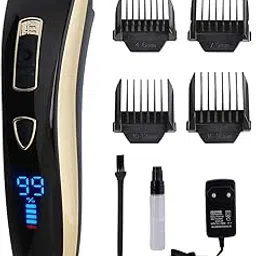 Docoss -Digital Trimmer Rechargeable Beard Trimmer Cordless for Men Professional Hair Clipper /120 Mins Working time With 4 Guide Comb,Titanium Blades (Gold)-image-65