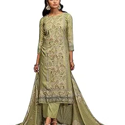 dravinam trends Women's Unstitched Maslin Salwar Suit Dress Material - Pure Bemberg Maslin Aari Work Kameez II Rayon Unstitch Bottoms II Viscose Maslin Digital Prints Dupatta-picture-11