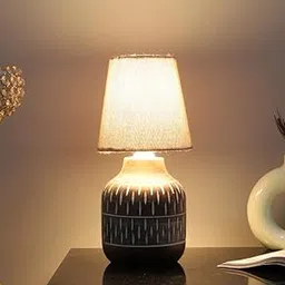 tu casa Wooden Table Lamps with Off-White Jute Shade for Home Décor, Bedrooms, Living Room, Gifting, Diwali Decoration, Dining Space, Study Room, Restaurants (Height: - 13") - Bulb not Included-image-54