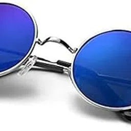 arzonai Unisex Round Sunglasses, Silver Frame, Blue Mirror Lens (Medium) Pack of 1-picture-58
