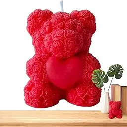 wearonics Rose & Jasmine Fragrance Teddy Bear Candles, Handmade Aromatherapy Candles, Decorated Cute Soy Wax Candles for Valentine's Day, Diwali, Weddings(2, RED)-image-14