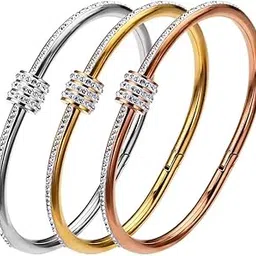 meenaz bracelet for women Bangles for women Anti Tarnish Stylish Adjustable Bracelet for girls rose gold Kada for Women Accessories Anti Tarnish Jewellery Stainless Steel Cuff Bracelet gifts Combo-picture-39