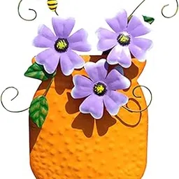 TRENDIVIBE Metal Flower Vase Wall Decor Garden Hanging Sculpture for Fence Yard Balcony-picture-20