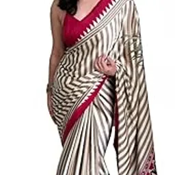 black beauty king Women's Ajrakh Block Pure Modal Gajji Silk Soft Saree & Blouse(Unstitched)-picture-58