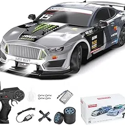 Bestie toys Remote Control Car 1/16 Scale RC Drift Car 2.4GHz 4WD High Speed 18+KM/H Vehicle with LED Lights and Spray, Extra Drifting Tires Racing Vehicle Toys Birthday Gifts for Adults Boys-image-3