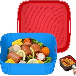 Redfly Silicone Air Fryer Basket Liners 9.5 in, 2PCS Square Reusable Air Fryer Liners 6 Qt to 8 QT, Replacement of Flammable Parchment Paper Air Fryer Liners Disposable, Baking Tray Accessory-picture-31