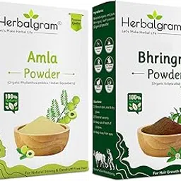 Herbalgram Natural Amla Powder & Bhringraj Powder Combo 100gm Raw Herbal Powders for DIY & Traditional Use | Pure, Additive-Free, Finely Ground-image-88