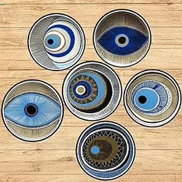EXPLEASIA Beautiful Wooden Coasters for Tea Cup,Coffee Mug & Glasses। Decor Item। Gift Items. (Evil Eye)-picture-25