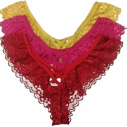mysli Fashion Lace Women Underwear Girl Thongs G-String V-String Lady Panties Lingerie Underwear Combo (Pack of 2)-picture-36