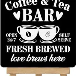 Wooden Coffee Sign with Easel - Home Decor, Kitchen, Desk Table Decorations - Gift for Coffee Lovers-picture-29